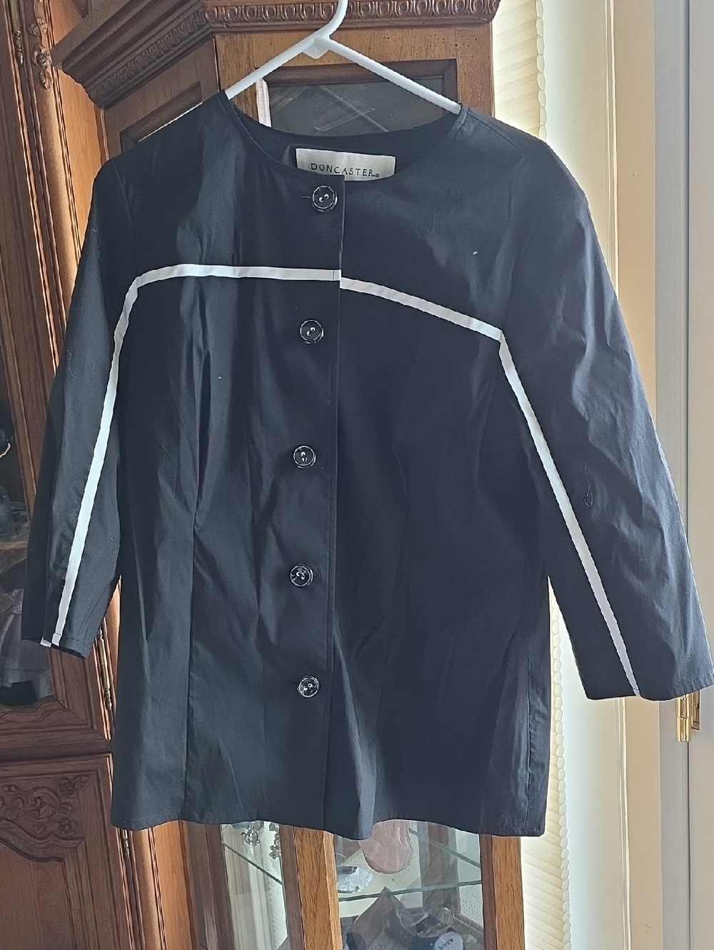 Doncaster Black Jacket with White Piping